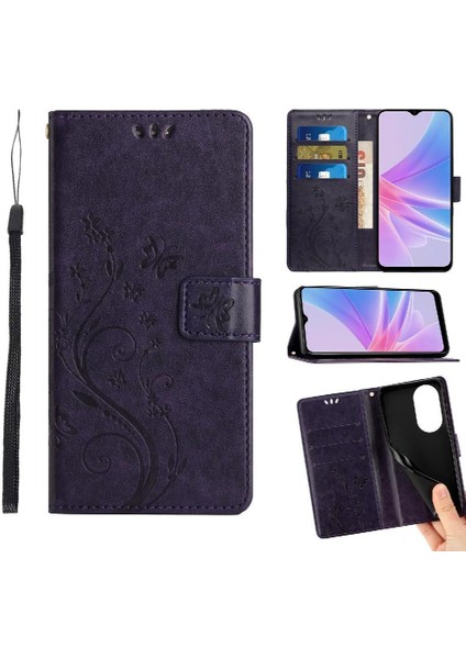 Oppo Için Filp Durumda A78/OPPO Pu Deri Kickstand Bilek Kayışı Kart Tutucu (Yurt Dışından)