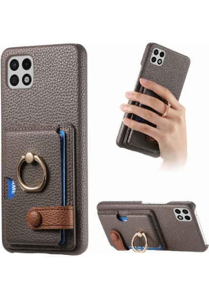 Samsung Galaxy A22 5g Kart Yuvaları Premium Dokulu Deri Yüzük (Yurt Dışından)