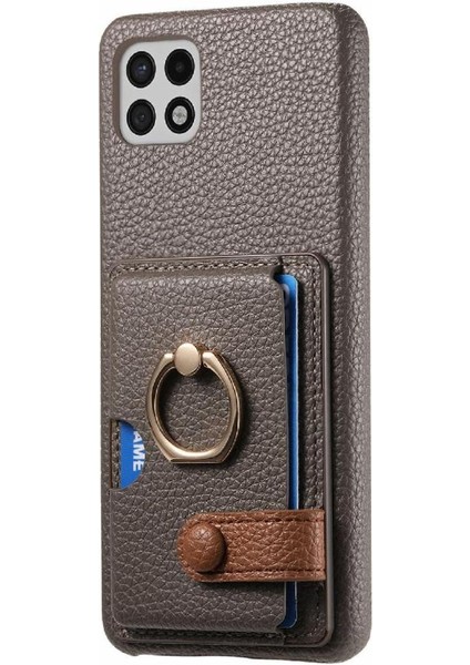 Samsung Galaxy A22 5g Kart Yuvaları Premium Dokulu Deri Yüzük (Yurt Dışından)
