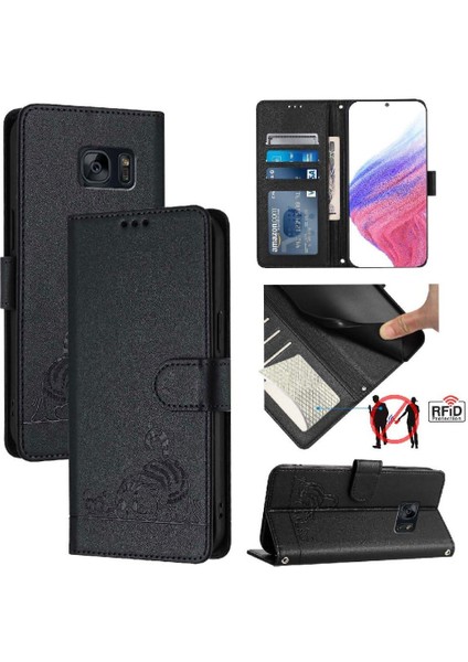Samsung Galaxy S7 Kart Yuvası Tutucu Için Kickstand Kedi Rfıd Cüzdan Flip (Yurt Dışından)