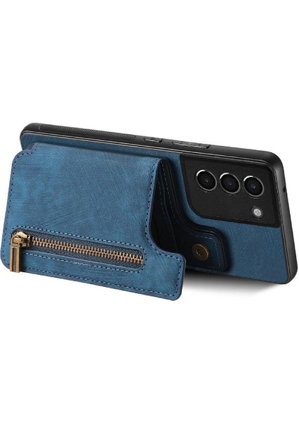 Samsung Galaxy S21 Vintage Fermuar Cüzdan Standı Fonksiyonu Için Kılıf Katlanabilir (Yurt Dışından) modelleri