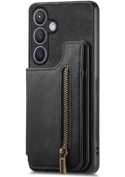 Samsung Galaxy S24 Artı Standı Fonksiyonu Vintage Fermuar Cüzdan Geri (Yurt Dışından)