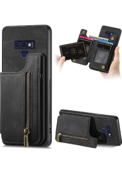 Samsung Galaxy Not 9 Için Kılıf Katlanabilir Arka Kapak Vintage Fermuar Cüzdan (Yurt Dışından)
