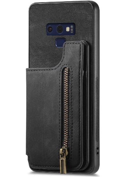 Samsung Galaxy Not 9 Için Kılıf Katlanabilir Arka Kapak Vintage Fermuar Cüzdan (Yurt Dışından)