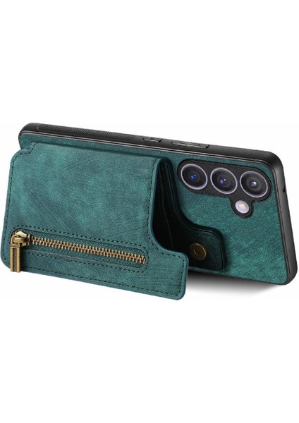 Samsung Galaxy S24 Artı Standı Fonksiyonu Vintage Fermuar Cüzdan Geri (Yurt Dışından) modelleri