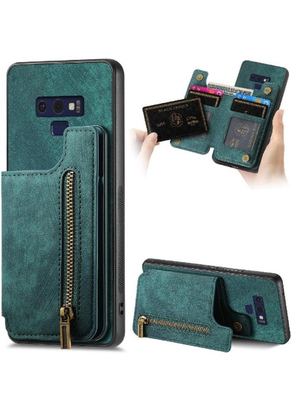 Samsung Galaxy Not 9 Için Kılıf Katlanabilir Arka Kapak Vintage Fermuar Cüzdan (Yurt Dışından)
