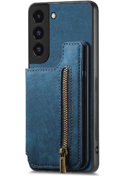 Samsung Galaxy S22 Artı Vintage Fermuar Cüzdan Katlanabilir Arka Kapak (Yurt Dışından)