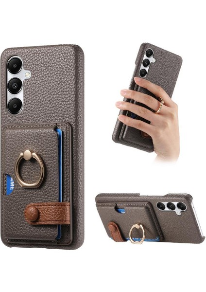 Samsung Galaxy A35 Halka Standı Premium Dokulu Deri Kart Yuvaları (Yurt Dışından)