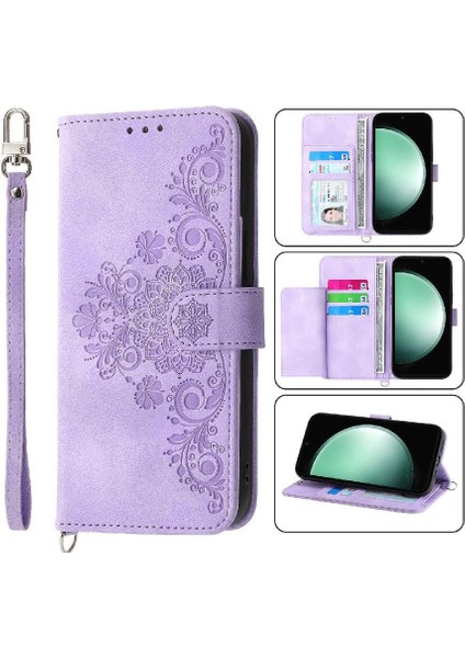 Samsung Galaxy S24 Fe Çoklu Kredi Kartı Yuvaları Için Flip Case Kabartmalı (Yurt Dışından) modelleri