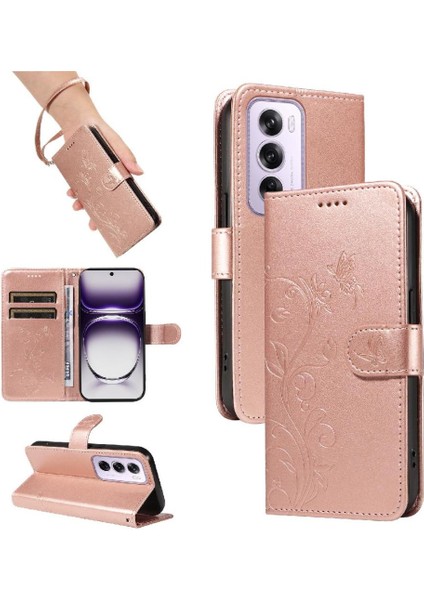 Oppo Hand 12 5g Için Kılıf ve Kart Yuvası El Yüksek ile Kabartmalı Kelebek (Yurt Dışından)