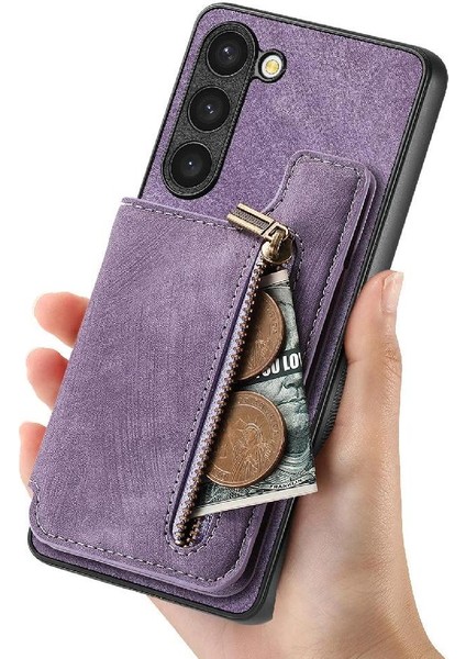 Samsung Galaxy S23 Artı Standı Fonksiyonu Katlanabilir Arka Kapak Fermuar (Yurt Dışından)