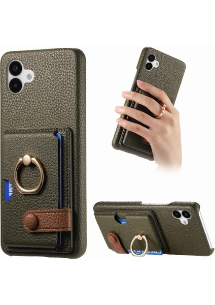 Samsung Galaxy A04 Halka Standı Kart Yuvaları Premium Dokulu Deri (Yurt Dışından)