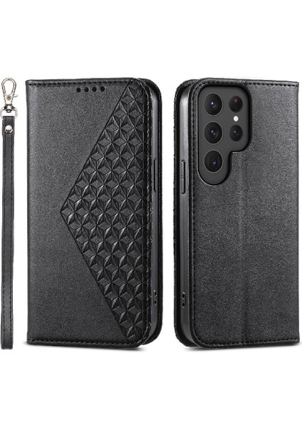 Samsung Galaxy S24 Ultra Cüzdan Eşkenar Dörtgen Şekli El Kayışı Kullanımı Için Flip Case (Yurt Dışından)
