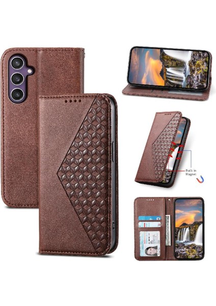 Samsung Galaxy S24 Cüzdan Eşkenar Dörtgen Şekli Standı Günlük Kullanım Için Flip Case (Yurt Dışından)