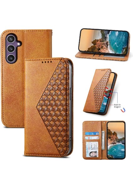 Samsung Galaxy S24 Artı Günlük Kullanım Için Flip Case Eşkenar Dörtgen Şekli El Kayışı (Yurt Dışından)
