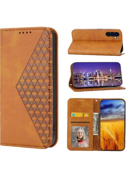 Samsung Galaxy M14 5g Için Flip Case Standı Cüzdan El Kayışı Eşkenar Dörtgen Şekli (Yurt Dışından) indirimleri