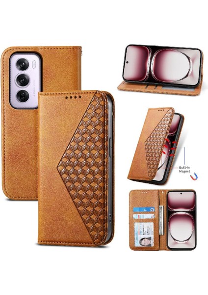 Oppo Oppo 12 Pro 5g Için Flip Case Standı El Kayışı Eşkenar Dörtgen Şekli Günlük Kullanım (Yurt Dışından) modelleri