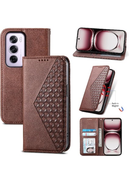 Oppo Oppo 12 Pro 5g Için Flip Case Standı El Kayışı Eşkenar Dörtgen Şekli Günlük Kullanım (Yurt Dışından)