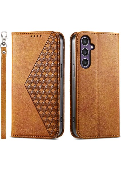 Samsung Galaxy S24 Cüzdan Eşkenar Dörtgen Şekli Standı Günlük Kullanım Için Flip Case (Yurt Dışından)