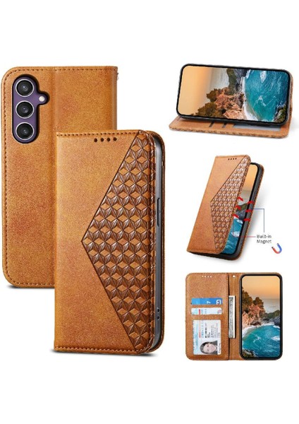Samsung Galaxy S24 Cüzdan Eşkenar Dörtgen Şekli Standı Günlük Kullanım Için Flip Case (Yurt Dışından) indirimleri