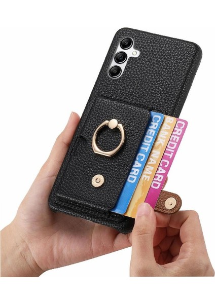 Samsung Galaxy A14 4g Premium Dokulu Deri Kart Yuvaları Halka (Yurt Dışından)