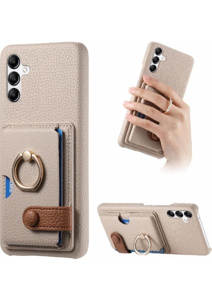 Samsung Galaxy A14 4g Premium Dokulu Deri Kart Yuvaları Halka (Yurt Dışından)