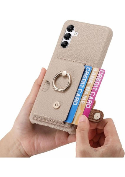 Samsung Galaxy A14 4g Premium Dokulu Deri Kart Yuvaları Halka (Yurt Dışından)