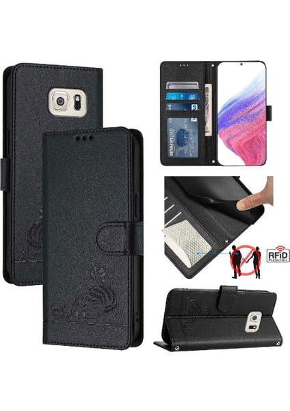 Samsung Galaxy S6 Kenar Kart Yuvası Tutucu Için Kickstand Kedi Rfıd Cüzdan (Yurt Dışından)