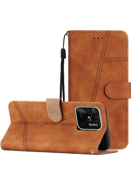 Xiaomi Redmi 10C Bilek Kayışı Flip Case Için Flip Case Folio Tam Koruma Pu (Yurt Dışından)