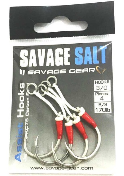 Savage Gear Eyed Asist Hook  4 Adet 4-0 Single 220LBS