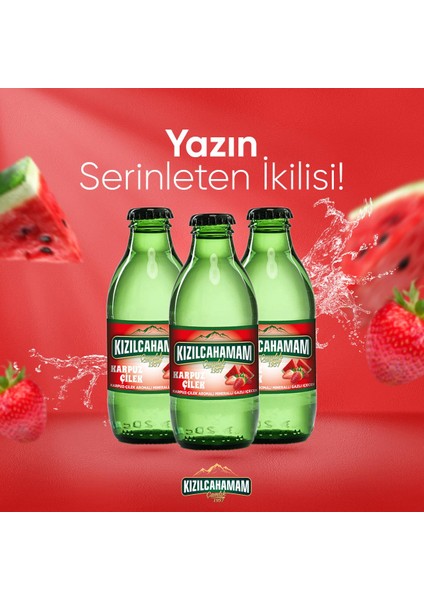 Çamlık Karpuz Çilek Aromalı Maden Suyu 200 ml x 24 Adet