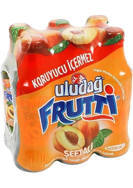 Frutti Şeftali Aromalı Maden Suyu 200 ml x 6 Adet