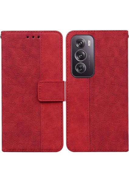 Oppo Oppo 12 Pro 5g Için Flip Case Premium Pu Deri Geometrik Kabartmalı (Yurt Dışından)