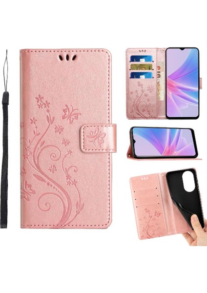 Oppo Için Filp Durumda A78/OPPO Pu Deri Kickstand Bilek Kayışı Kart Tutucu (Yurt Dışından)