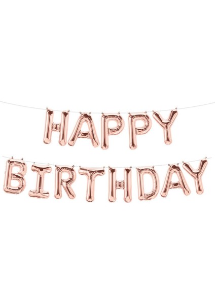 16 Inç Rose Gold Happy Birthday Folyo Balon Set
