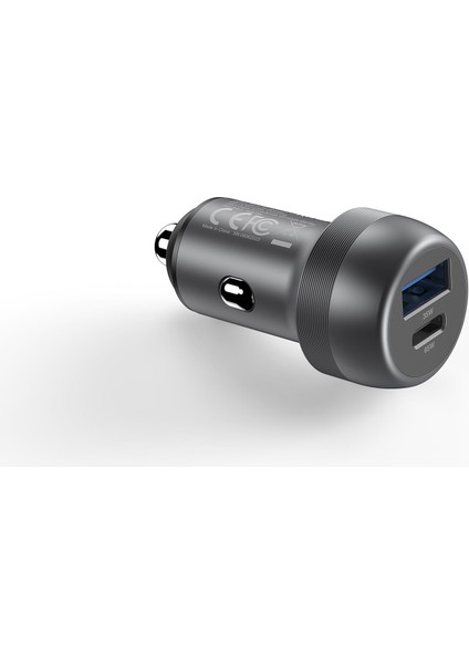 Dual Port Metal Gövde 100 W Araç Içi Şarj Aleti USB C+ USB A