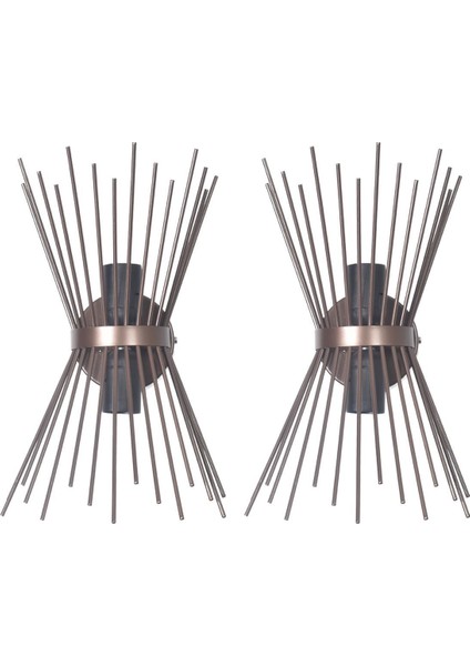 Kirpi Kahverengi Renk Modern Tasarım Takım 2 Li Duvar Aplik - Duvar Aydınlatması (2 Adet)