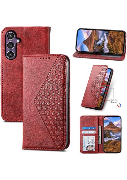 Samsung Galaxy S24 Artı Günlük Kullanım Için Flip Case Eşkenar Dörtgen Şekli El Kayışı (Yurt Dışından)