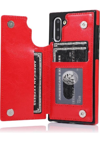 Samsung Galaxy NOTE10 Kickstand Pu Deri Kart Yuvaları ile Cüzdan Kılıf (Yurt Dışından) indirimleri