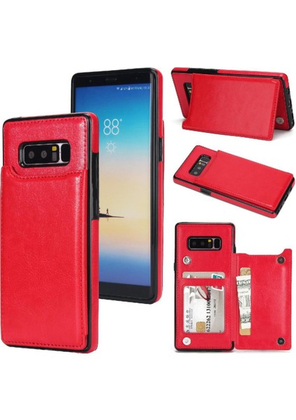 Samsung Galaxy Note8 Kickstand Kart Yuvaları ile Pu Deri Cüzdan Kılıf (Yurt Dışından)