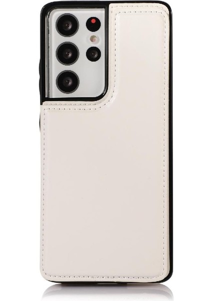 Kart ile Samsung Galaxy S21 Ultra Çift Manyetik Toka Için Cüzdan Kılıf (Yurt Dışından) modelleri