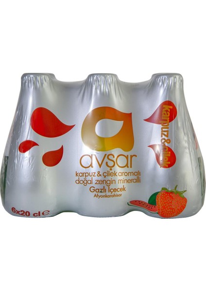 Karpuz Çilek Aromalı Maden Suyu 200 ml x 6 Adet