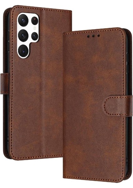 Kart ile Toka ile Samsung Galaxy S24 Ultra Pu Deri Için Flip Case (Yurt Dışından)