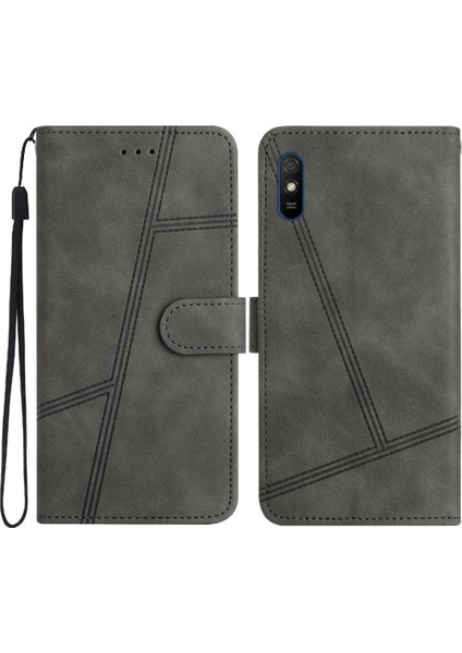 Xiaomi Redmi 9A Için Flip Case Cüzdan Pu Deri Bilek Kayışı Flip Folio (Yurt Dışından)