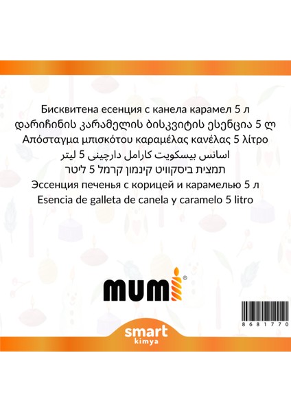 Tarçınlı Karamelli Bisküvi Mum Esansı 5 Litre fiyatları