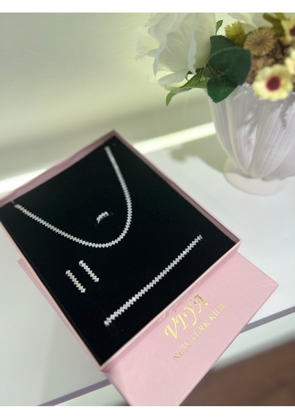 Rose Zirkon Taşlı Takı Seti Kolye Küpe Yüzük Bileklik Hediye Set modelleri