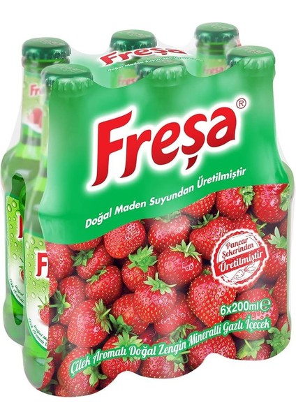 Çilek Aromalı Maden Suyu 200 ml x 6 Adet