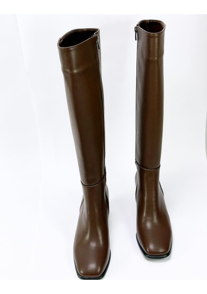 Suni Deri 6 cm Topuklu Içi Kürklü Çizme modelleri