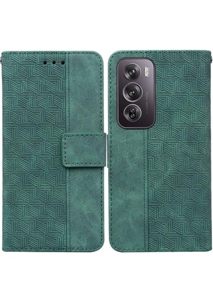 Oppo Oppo 12 Pro 5g Için Flip Case Premium Pu Deri Geometrik Kabartmalı (Yurt Dışından)