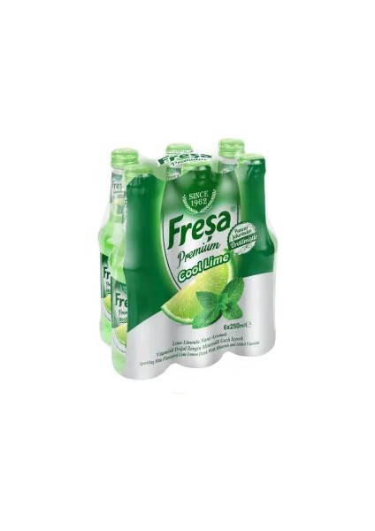 Premium Cool Lime Limonlu Nane Aromalı Maden Suyu 250 ml x 6 Adet